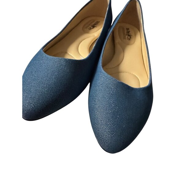Coach & Four Women's Blue Glitter Pointed Toe Ballet Flats Size 8 NWOT - Picture 6 of 10